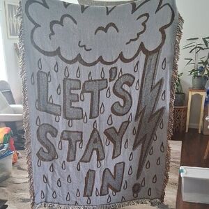 Cozy Let's Stay In Throw Blanket - Gray and Brown